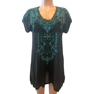 247. Johnny Was Tunic Top Black Extra Small XS